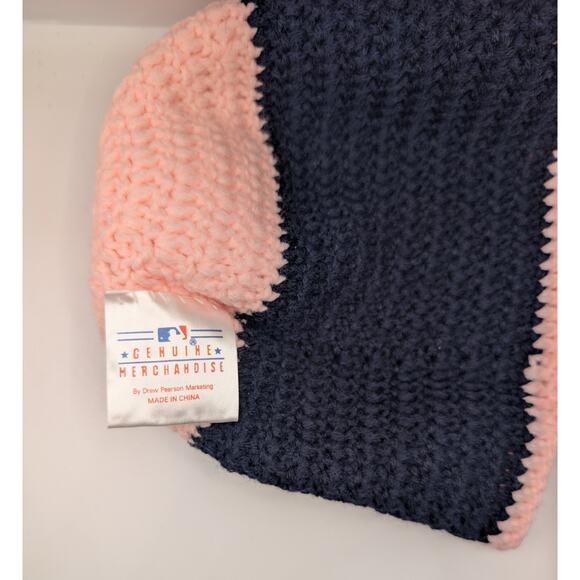 Dodgers MLB Genuine Merchandise Beanie Hat Drew Pearson Pink Navy Crochet Knit - Picture 3 of 3